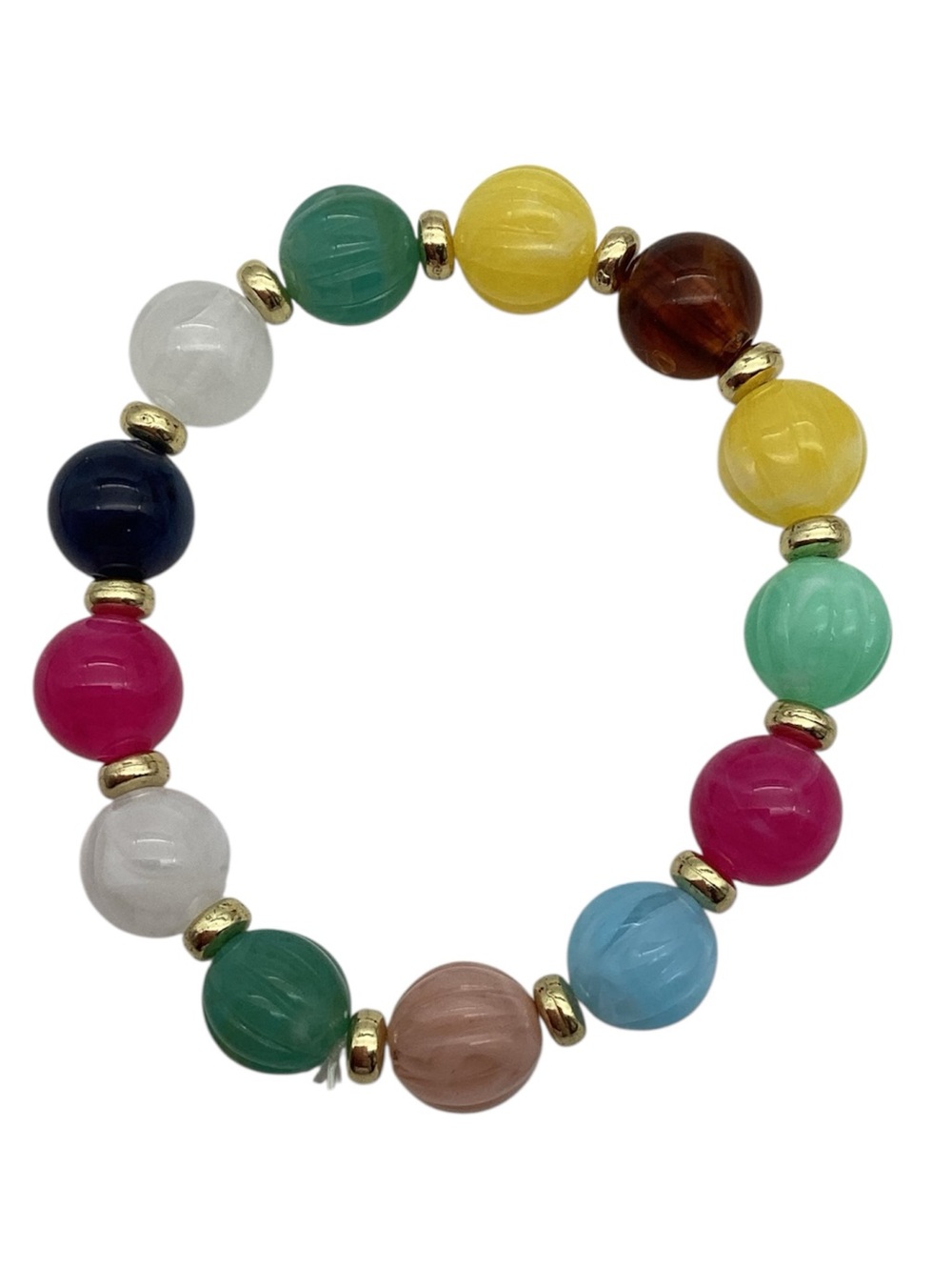 Boho Style Multicolor/Gold Textured Beaded Stretch Bracelet (NWT)